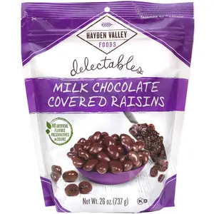 Hayden Valley Foods Milk Chocolate Covered Raisins - 26oz Resealable Bag - Real Fruit Indulgence in Creamy Chocolate Dessert Snack