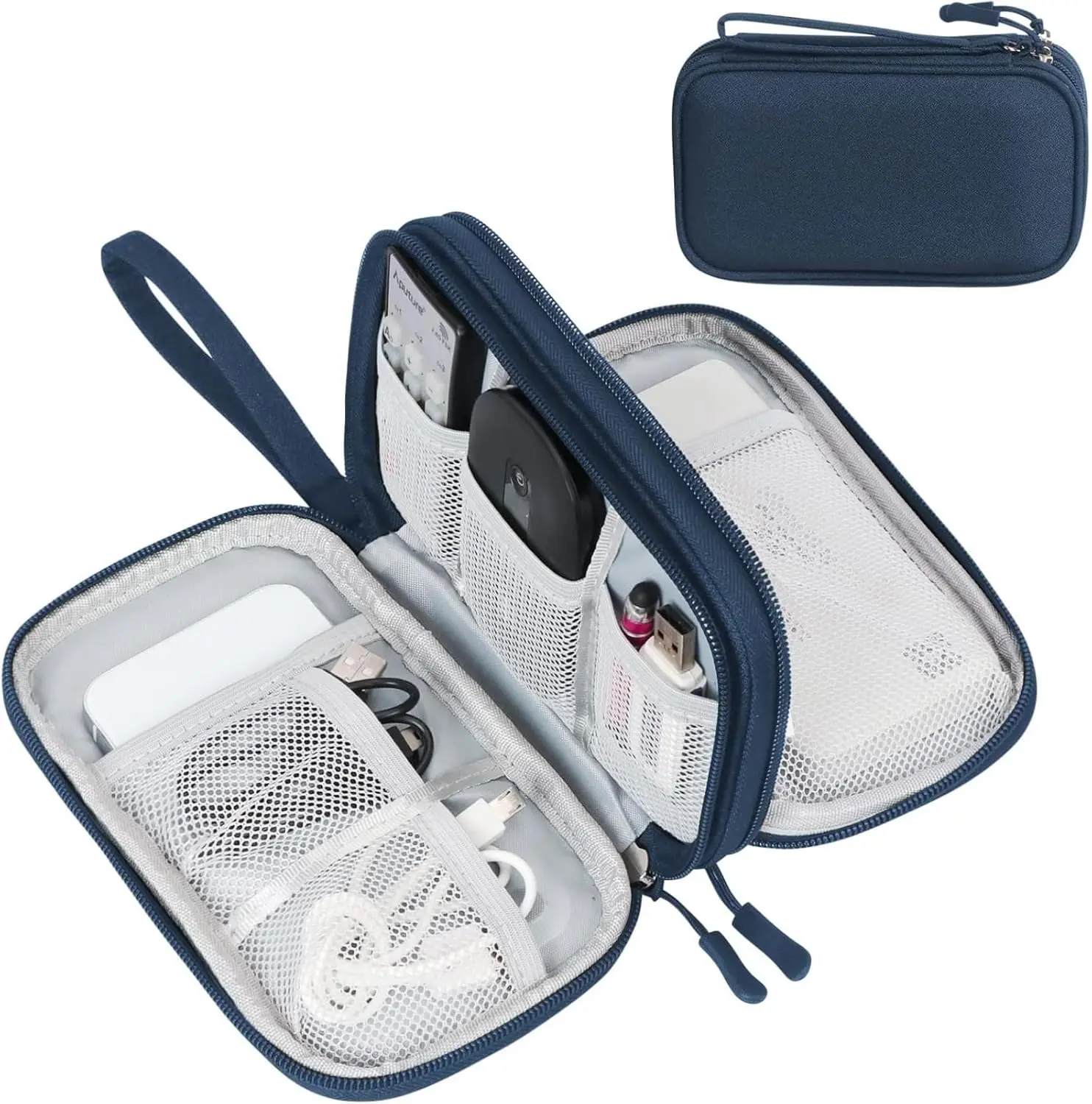 Double Layer Waterproof Electronic Organizer Travel Pouch, Portable Tech Carry Case All-in-One Storage for Cables, Chargers, Power Banks, Earphones, USB Drives, SD Cards