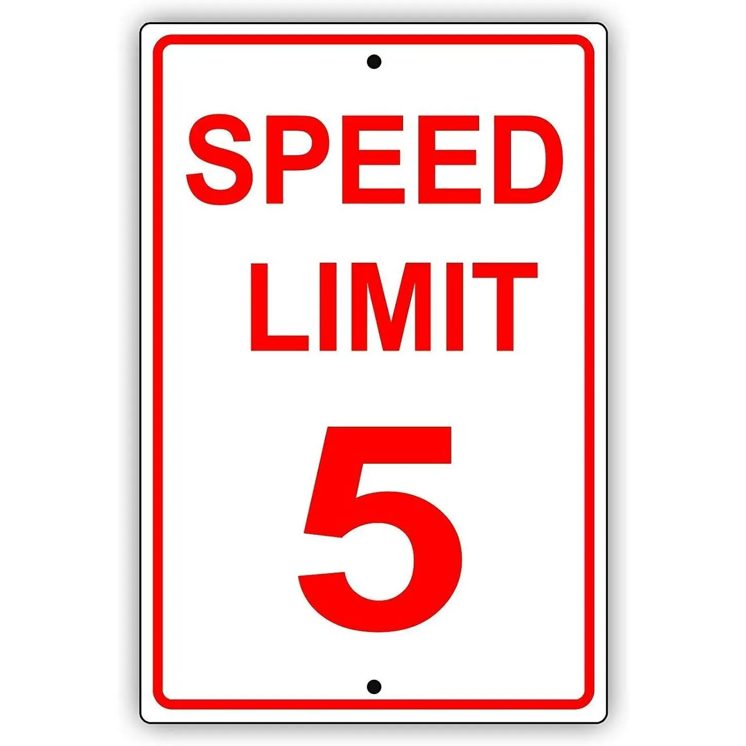 8x12 in Aluminium Metal Tin Sign, Red Letters Speed Limit 5 MPH Zone Alert Signage, Home Supplies Home Decor Plaque for Speeding Restriction Slow Down Caution Notice