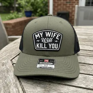 My Wife Will Kill You Trucker Hat, Leather Patch Hat, Breathable Mesh Back Cap, Unique Gift for Couples
