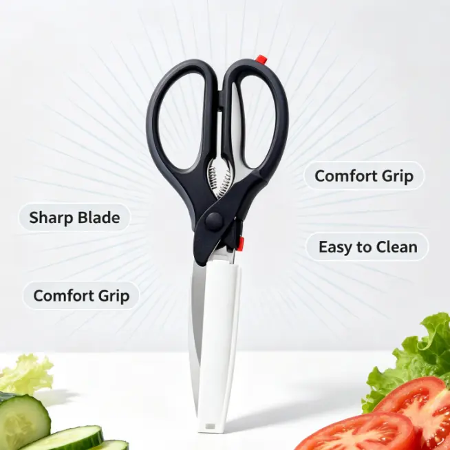 Detachable Stainless Steel Cooking Scissors, 2-in-1 Tool for Fruits and Vegetable Preparation