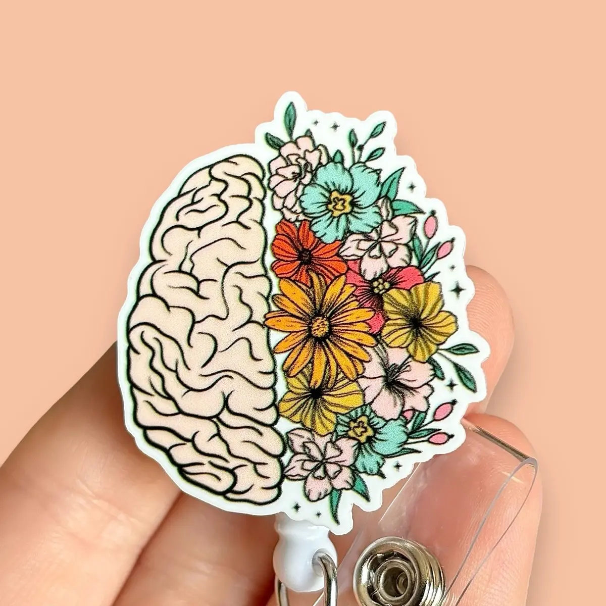 Glitter My Badge Brain badge reel for Neurosurgeon and hospital workers. Badge clip Badge pull - Retractable swivel clip with a 360 rotation. Great gift for coworker. Healthcare