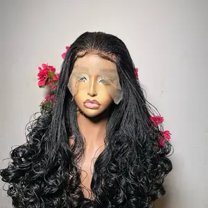 Nano micro braids, very tiny spanish curly tip braided wig in 16 inches made with human hair lace. Very lightweight and beautiful for all occasions. Medium: Cap size :21.5 – 22.5”