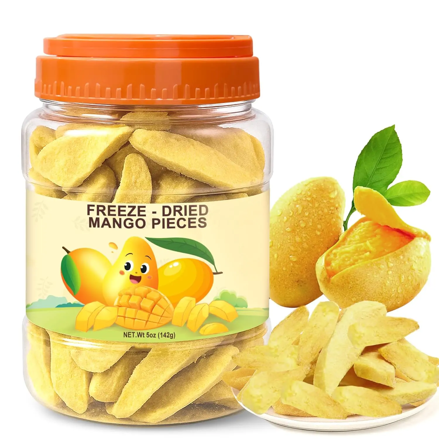 5 Oz Premium Snacks Dried Mango  Better-For-You Sweet Treat Healthy Snack  Crunchy Natural Snack with Low Calories, Fresh Mango-Chips, Fruit Snacks for Kids, Travel, Smoothie, Yogurt, Baked Goods, Holiday Gifts,camping essentials