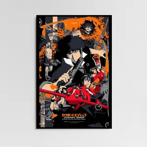 Cowboy Bebop Vintage Poster, Spike Vintage Print, Retro Anime Manga Wall Art, Japanese 90s Style Art Home Decor