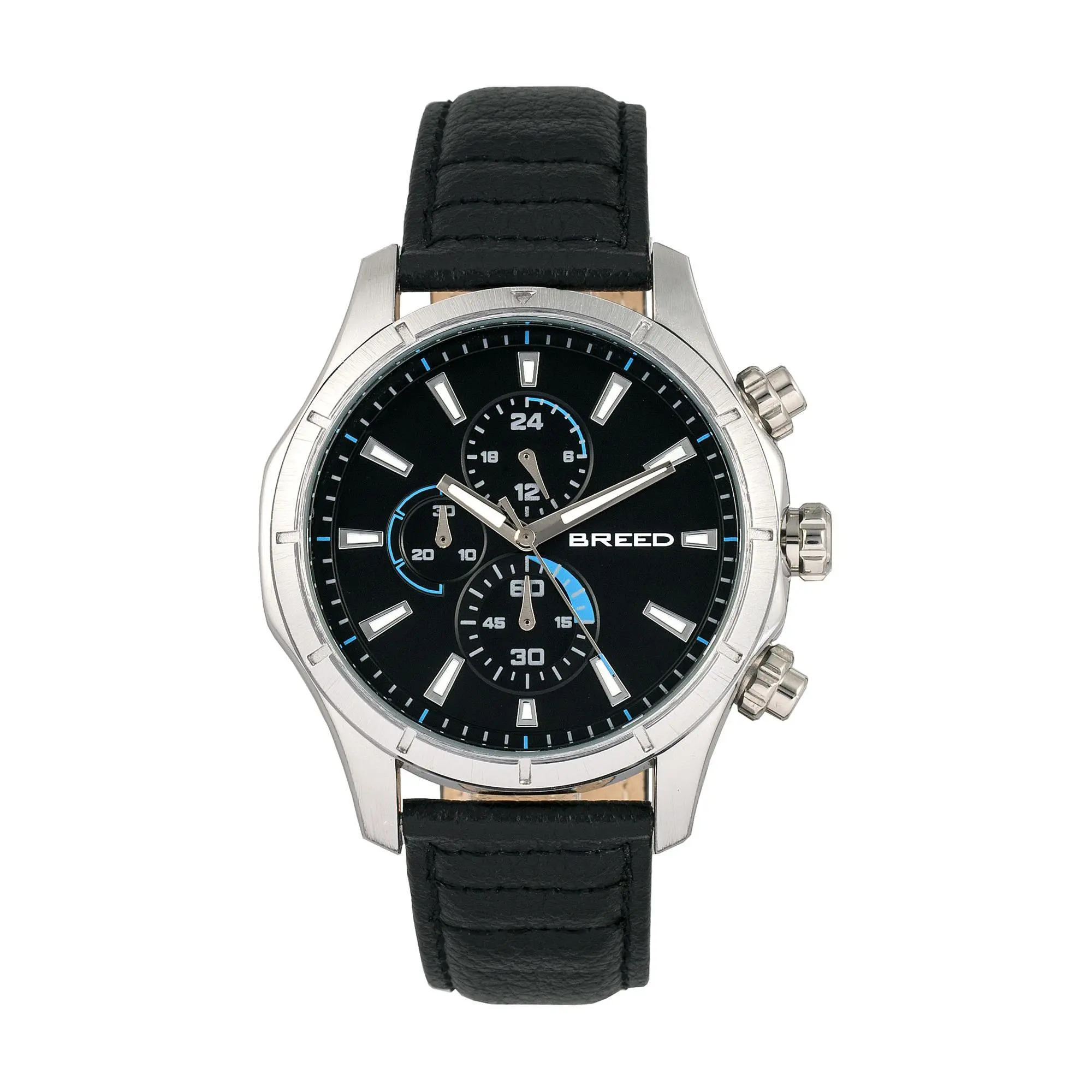 Breed Men's Lacroix Chronograph Black Leather Srap Watch Breed Men's Lacroix Chronograph Black Leather Srap Watch