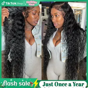 Bling Hair Deep Wave Lace Frontal Wig for Women Brazilian Human Hair 13x4 13x6 HD Transparent Lace Front Wig Short Curly Pre Plucked 12-36 Inch 180% Density TikTokShopHolidayHaul