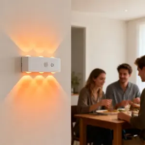 Motion Sensor Night Light, Magnetic Wall Lamp, Detachable Wall Mount Lighting, USB Rechargeable LED, Wireless Stair Lights, Indoor Wooden Wall Lamp