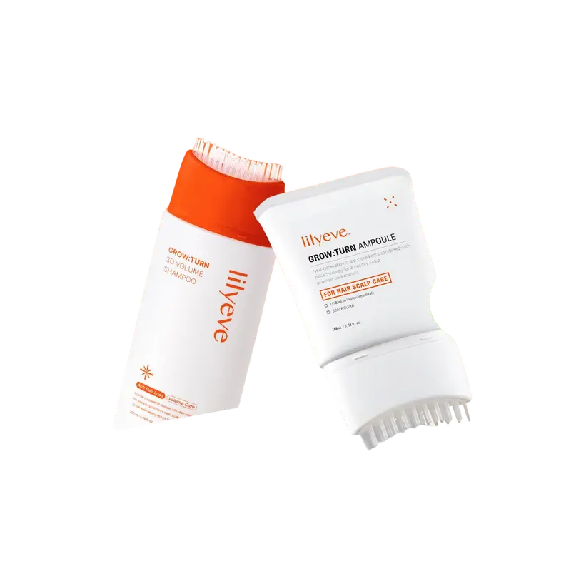 [LILYEVE] GROWTURN Hair Growth Duo | Hair Growth Serum with Built-In Brush & 3D Volume Brush Shampoo Set, Scalp Massager, Korean Hair Care