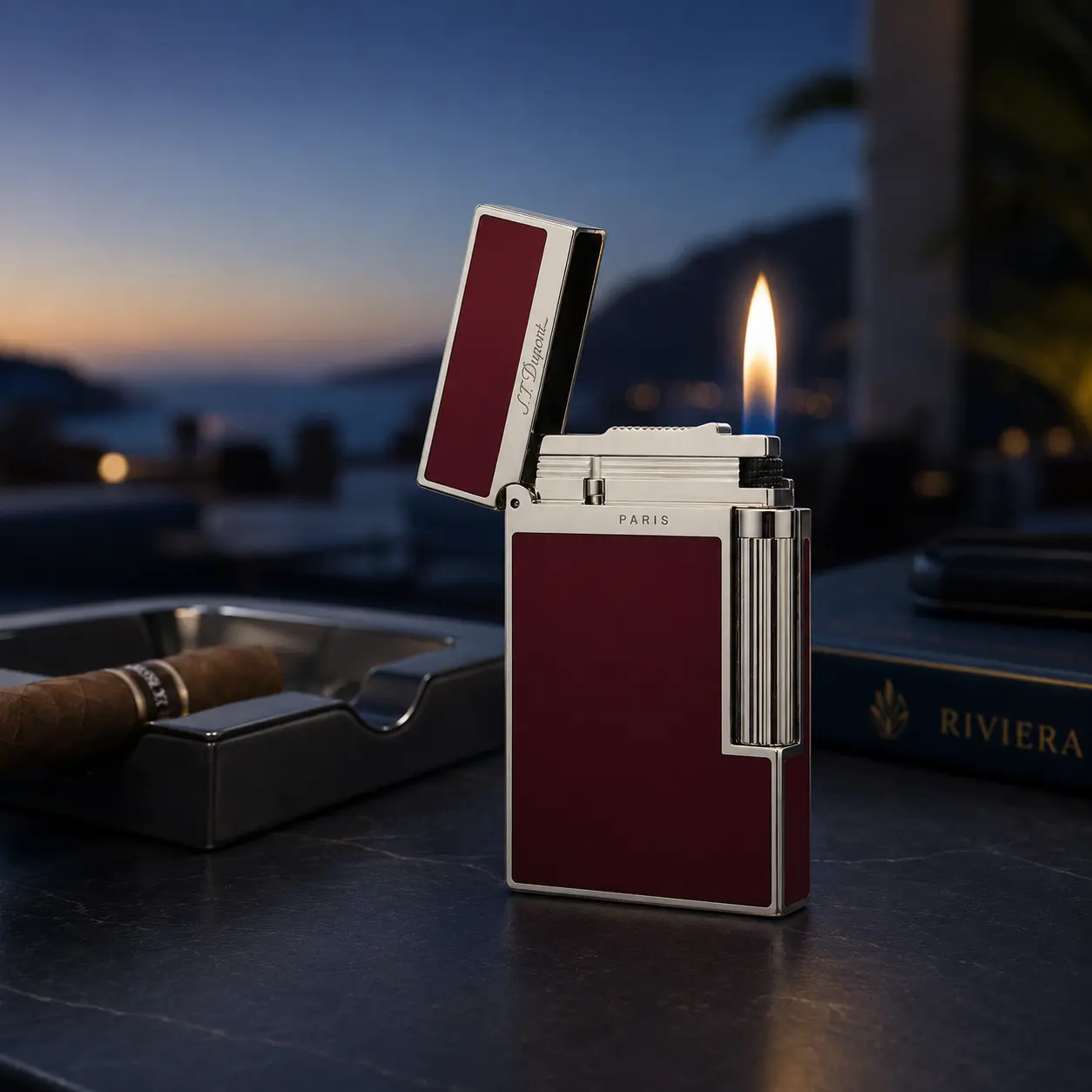 [Lacquer] DPT Metal Red-Silver Old-Fashioned Butane Lighter (125g) - Ideal Gift for Father