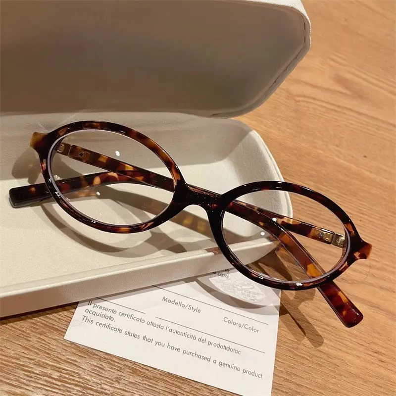 Non-Prescription Tortoise Shell Oval Anti-Blue Light Glasses - Lightweight, Comfortable Y2K Vintage Fashion Eyewear Frames