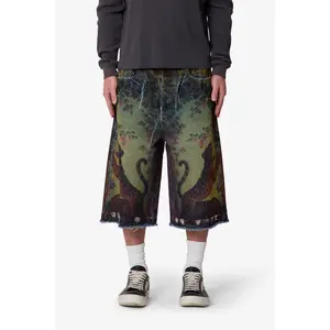 mnml Ultra Baggy Leopard Denim Shorts - Multi Vintage Sublimation