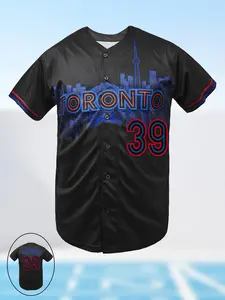 Boyfriend Style Men's Toronto #39 Baseball Jersey Breathable Baseball Jersey, Embroidered Letter Design, Casual Short Sleeve Sportswear, Unisex All Seasons