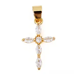 Cross Pendant Earrings Bracelet Pendant Inlaid Zircon Color Retention Ornament Accessories Charm Pendant dainty necklace cross design