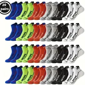 12/18/24 Pairs of Unisex Sports Socks - Moisture Wicking, Breathable Mesh, Elastic Support, Multi-color Sports Letter Pattern Design, Suitable for Running, Gym Exercise - Machine Washable Holiday Gift