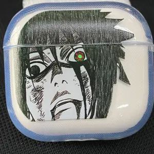 Sasuke Uchiha Earphone Case Naruto Cool Anime Character AirPods Case Stylish Cover for AirPods 34Pro2,Otaku Accessory, Trending Gift Idea for Anime Fans Cool anime character design - perfect for fans & collectors