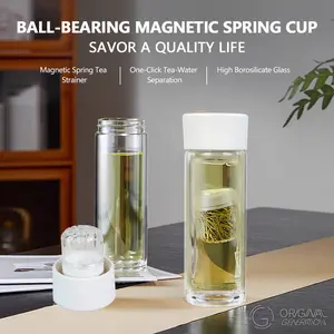 New Magnetic Tea Separator Glass Bottle Double Layer Heat Protection Glass Bottle Double Glass Insulation To Prevent Scalding Bottle