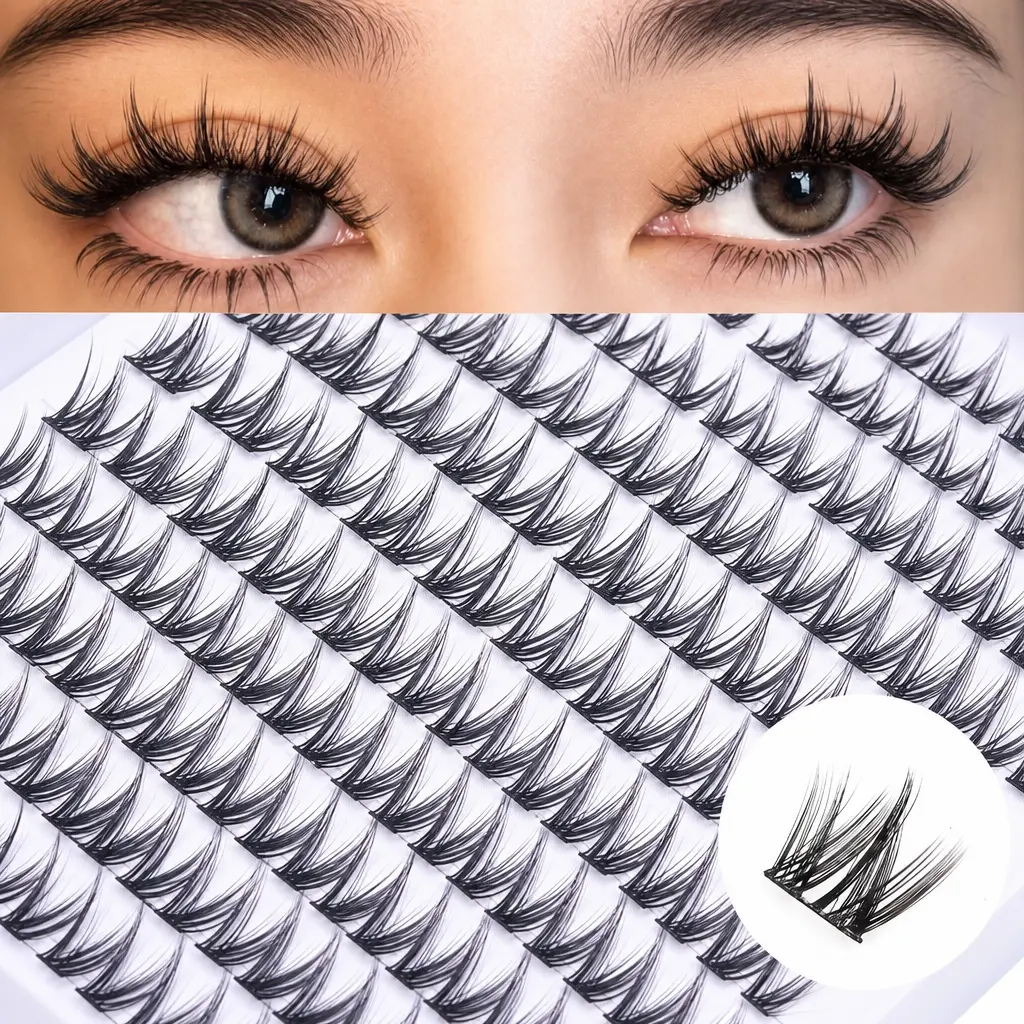 ELAE D-Curl DIY Eyelash Extensions, Fluffy Wispy Manga Lash Clusters, Mixed-Length Segmented Individual Pack for Makeup, Anime Lashes, D Curl Lashes