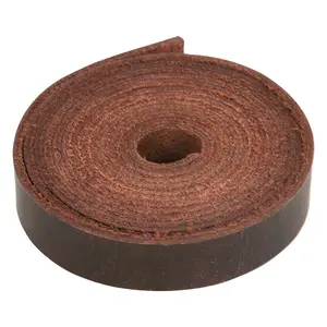 Leather Strap - Full Grain Buffalo Leather Strips for Crafts - 0.5" x 60" - Dark Brown