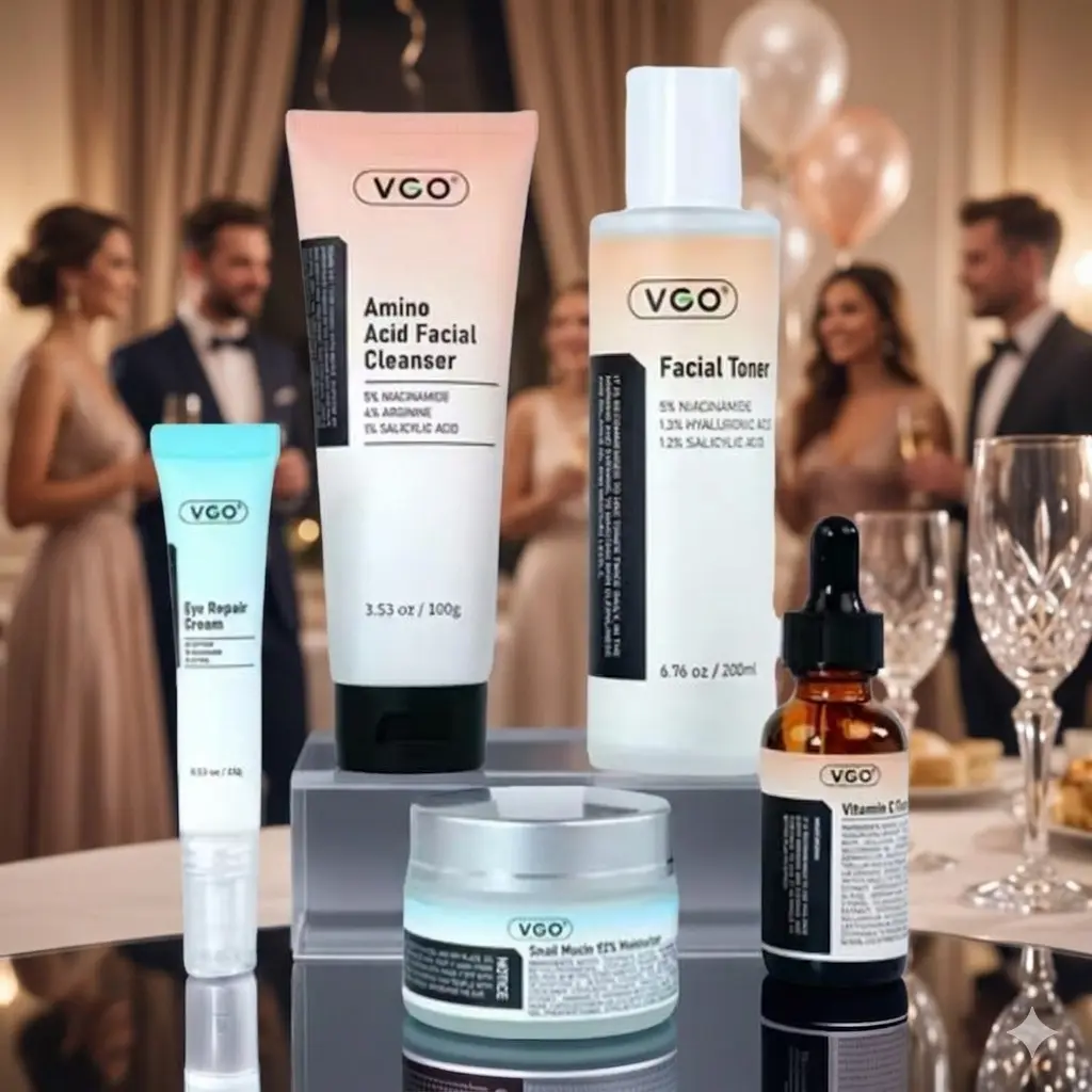 VGO 5-Step Skincare Set, a Gentle & Lightweight Daily Routine with Vitamin C and Snail Mucin Moisturizer for Smooth Skin