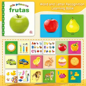 Bilingual Spanish & English Montessori Learning Book, Preschool Learning Materials, Learning Tool, Interactive Cognitive Development Toy for Kids, Educational Gift for Children