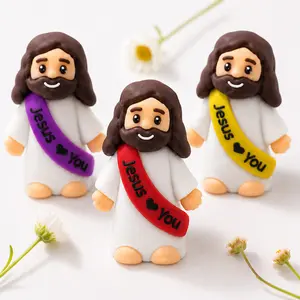 10-50 Pcs Mini Jesus Figurines Bulk - "Jesus Loves You" Soft Rubber Dolls - Perfect for Easter Egg Fillers, Sunday School Prizes, Church Party Favors & Hide-and-Seek Games (Mixed Colors)