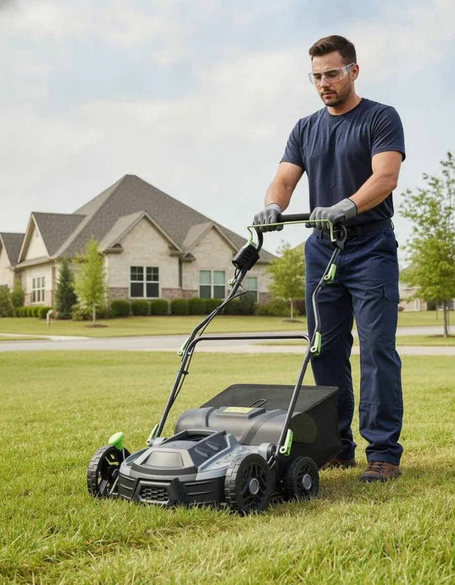 Garvee Upgraded 15.5 Amp Electric Lawn Dethatcher & Scarifier – 14" 2-in-1 Corded Lawn Aerator, 5-Position Depth Adjustment, Adjustable Handle, Steel Blades, 14.5 Gal Collection Bag, Perfect for Lawn & Garden Care – Model A03-102B