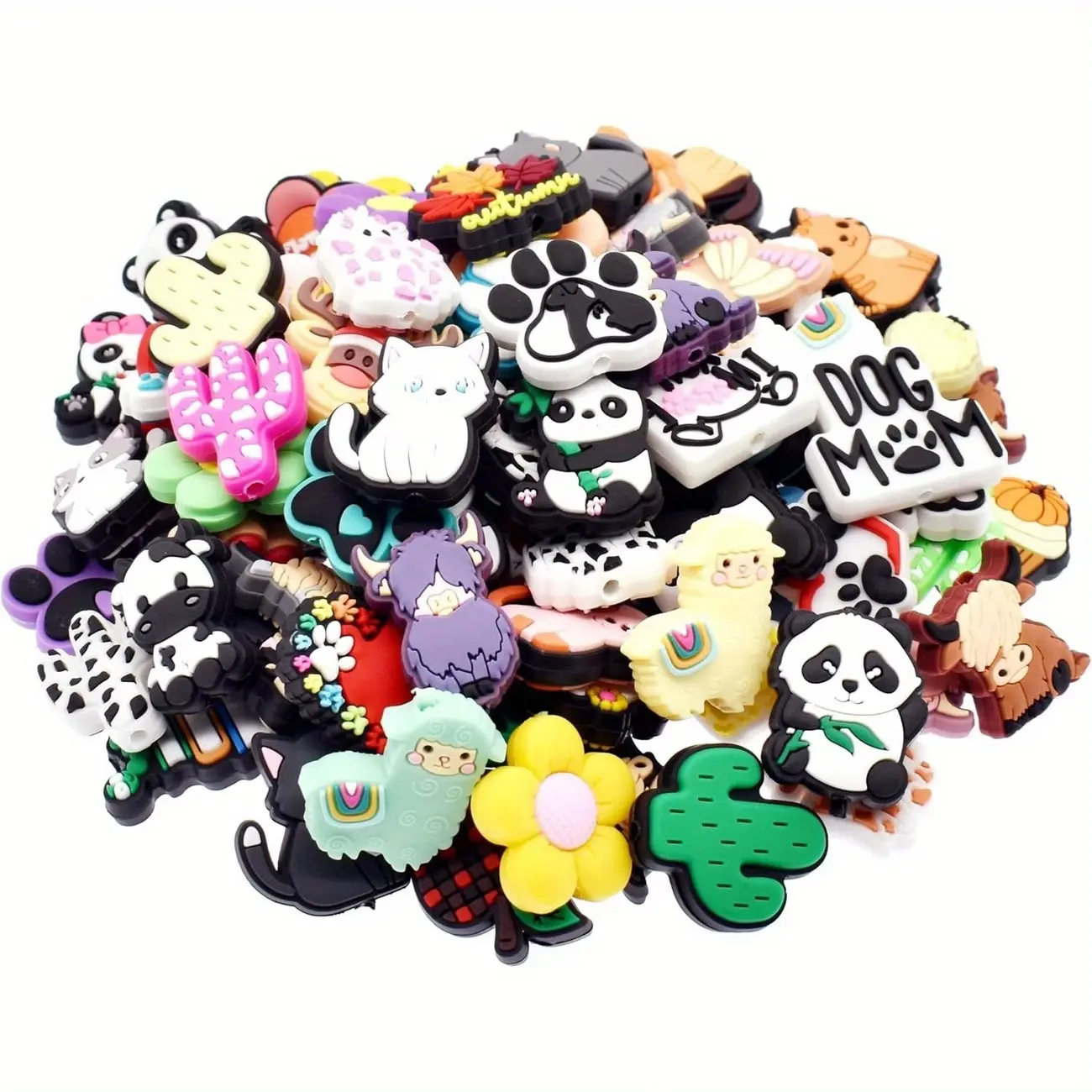 Silicone Beads Set 30-300pcs for DIY Bracelets Keychains Holiday Gifts Seasonal Projects Handicraft Kit with Beaded Tassel Charms