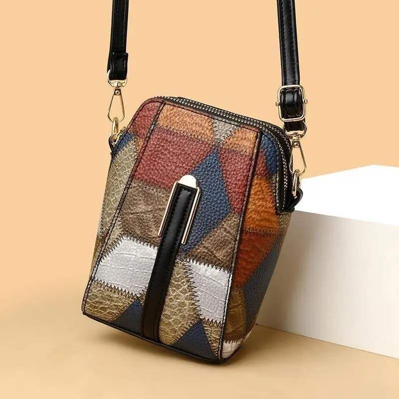 Trendy Soft Leather Patchwork Shoulder Bag, Stylish Crossbody Purse for Women, Vintage Casual Handbag, Lightweight Everyday Bag for Shopping, Travel & Date Night
