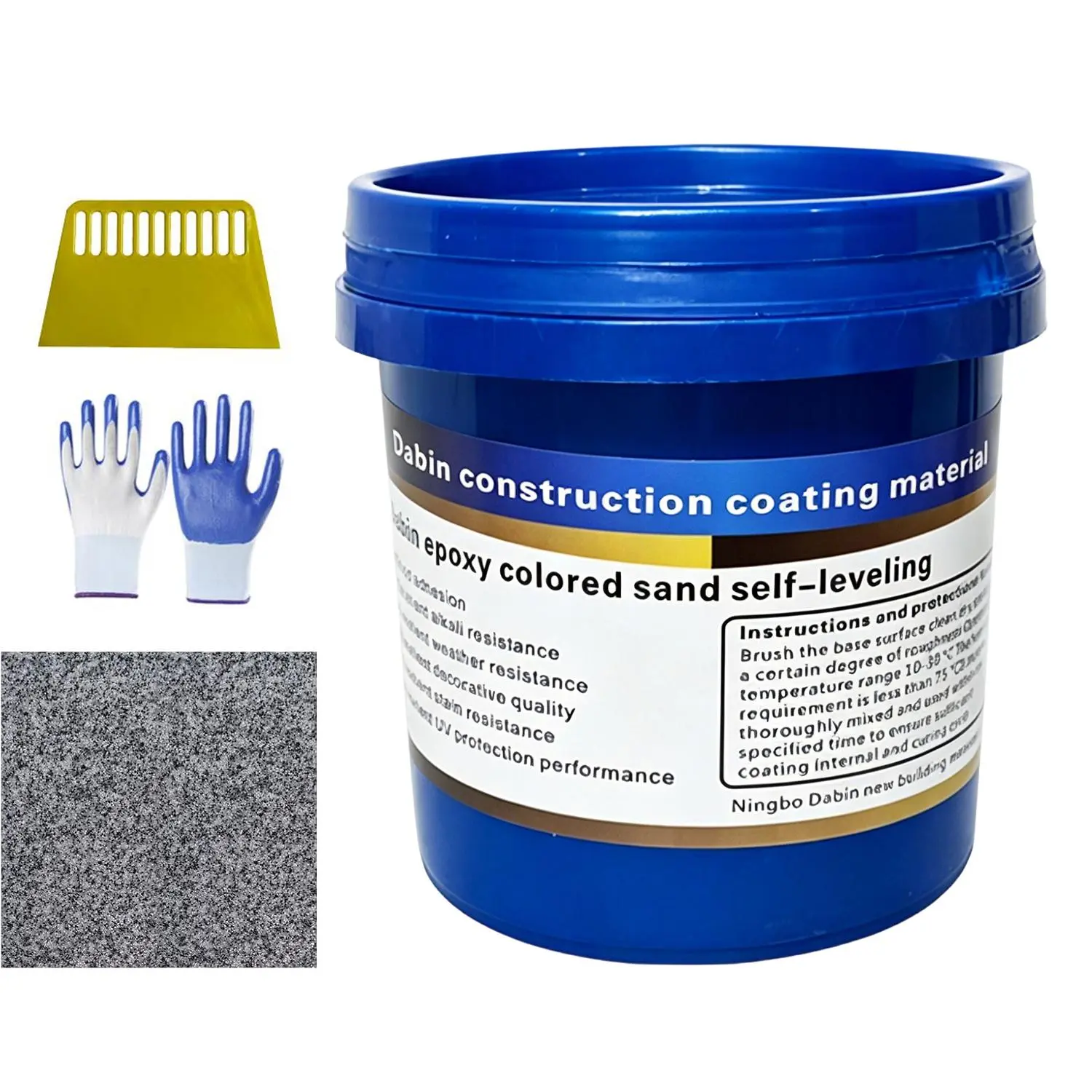 Eco-Friendly Self-Leveling Flat Epoxy Colored Sand Floor Paint with Cement-Type Multipurpose Adhesives, 0.14-0.28 gal, 1-Coat Coverage, Cement Primer Ready, Indoor-Safe, Wear-Resistant for Workshop, Garage to Home Use (Home Improvement Building Supply)