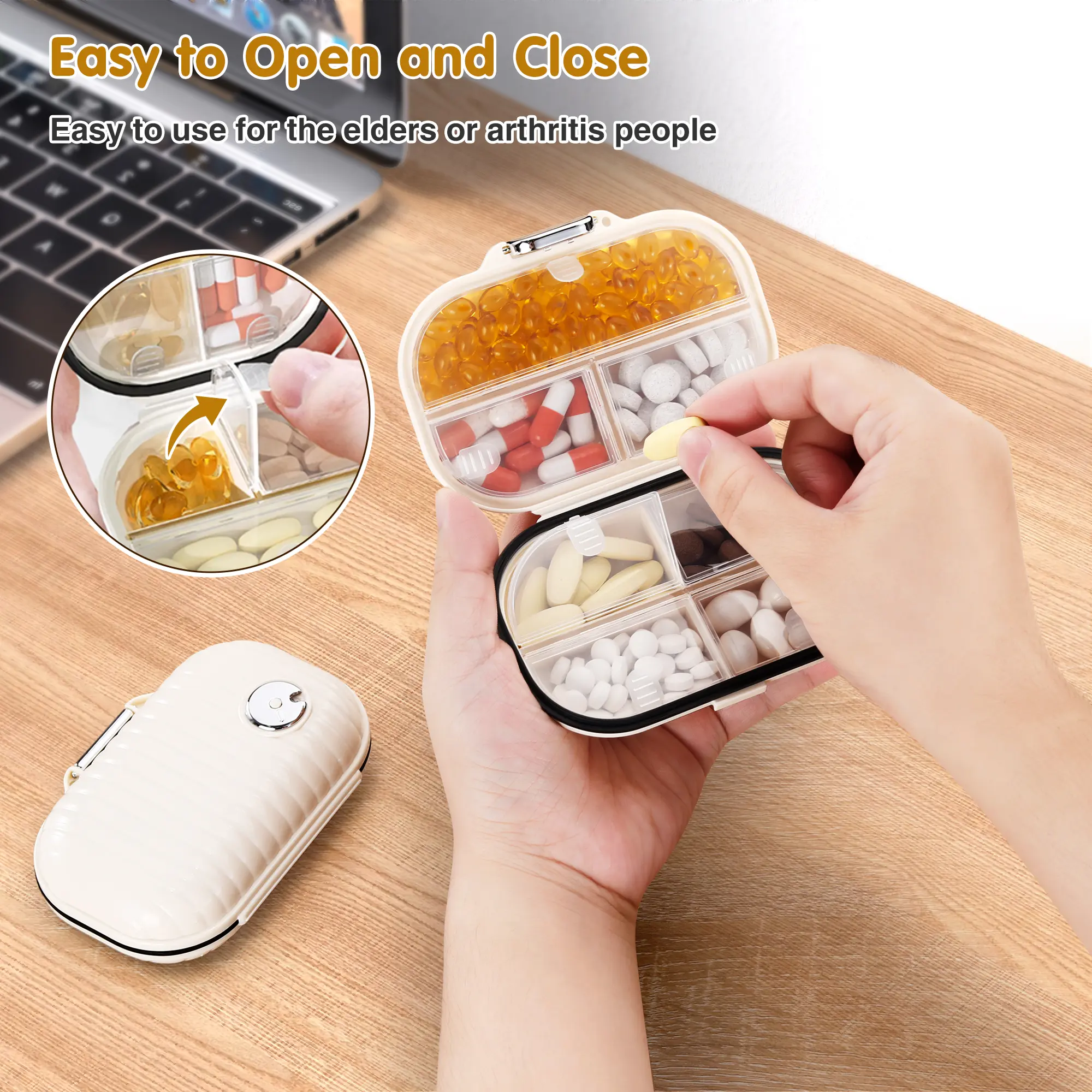 小物入れ ka pillna shops Zannaki Pill Case Portable Small Weekly Travel Pill Organizer