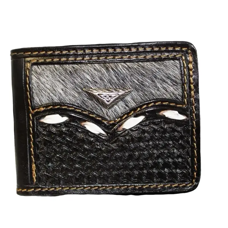Handtooled Leather Wallet - Handmade Cowhide Artisanal Craftsmanship with Unique Handtooled Details for Everyday Use