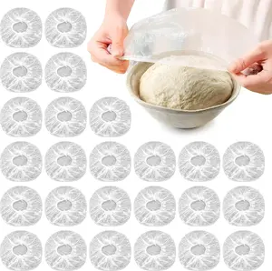 100pcs Plastic Bowl Covers, Elastic Reusable Food Covers, Shower Caps for Sourdough Bread Proofing, Outdoor Disposable Plastic Wrap for Food Storage