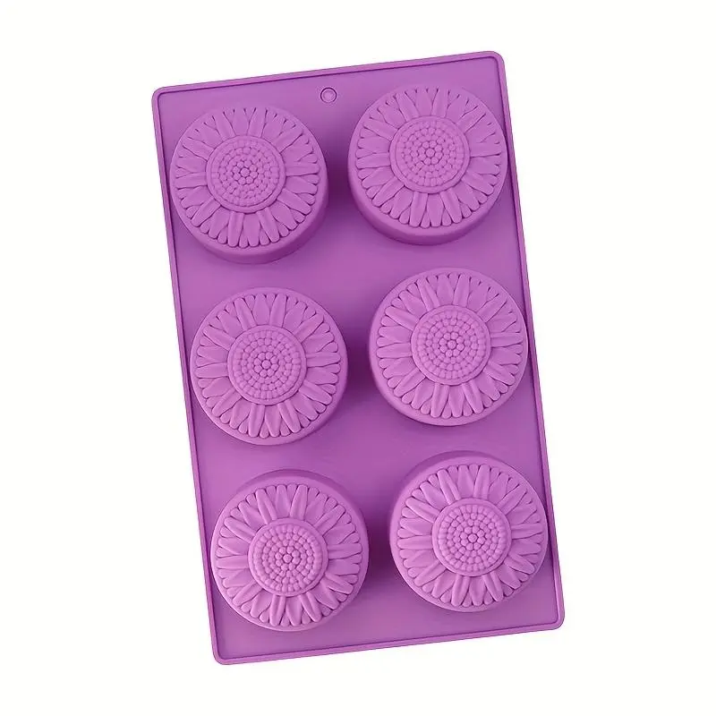 6-Cavity Sunflower-Daisy French Style Silicone Cake Mold - Kitchen Bakeware for Diy Baking, Cake Decorating, Chocolate Making - Sunflower Mold for Handmade Creators