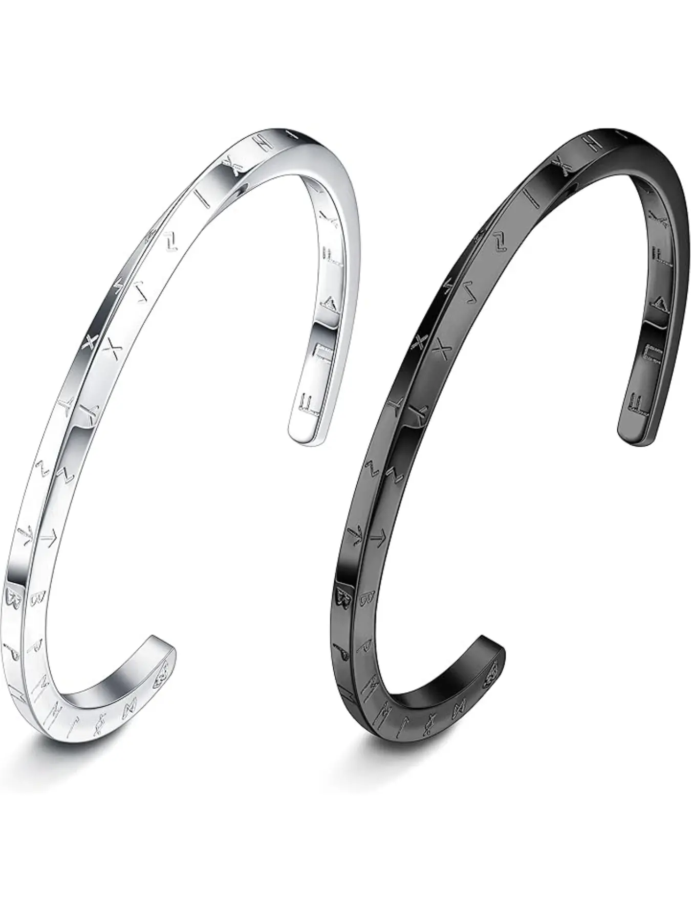 2 pieces Viking bracelet men's stainless steel Nordic amulet bracelet silver/black bracelet twisted runes talisman bracelet men's Viking jewellery
