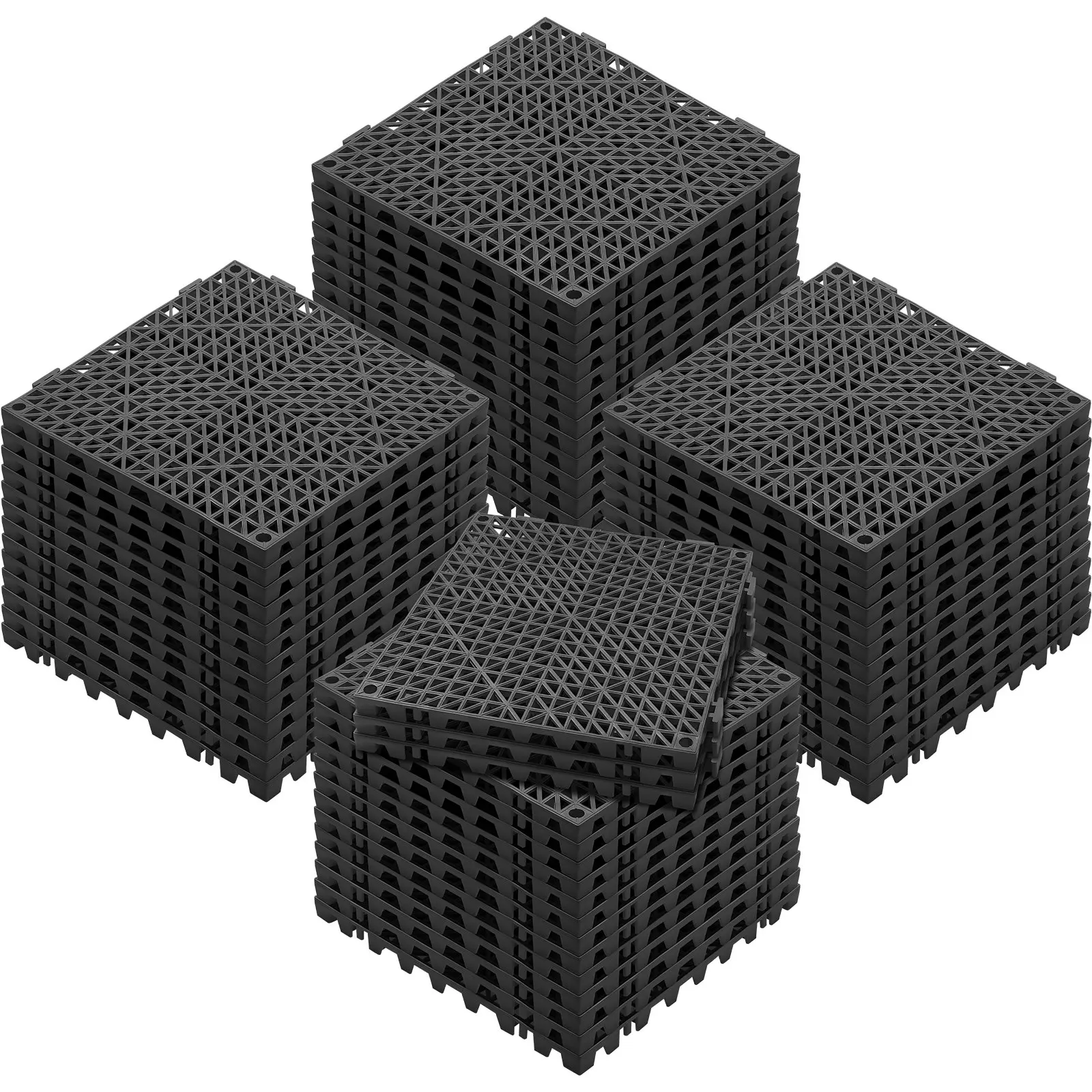 【DealsForYouDays】VEVOR Interlocking Tile 55PCS Black, Drainage Tiles 12" x 12" Splicing, Soft PVC Interlocking Drainage Floor Tiles, Non-Slip Drainage Holes for Restroom, Bathroom, Kitchen, Pool, Wet Areas