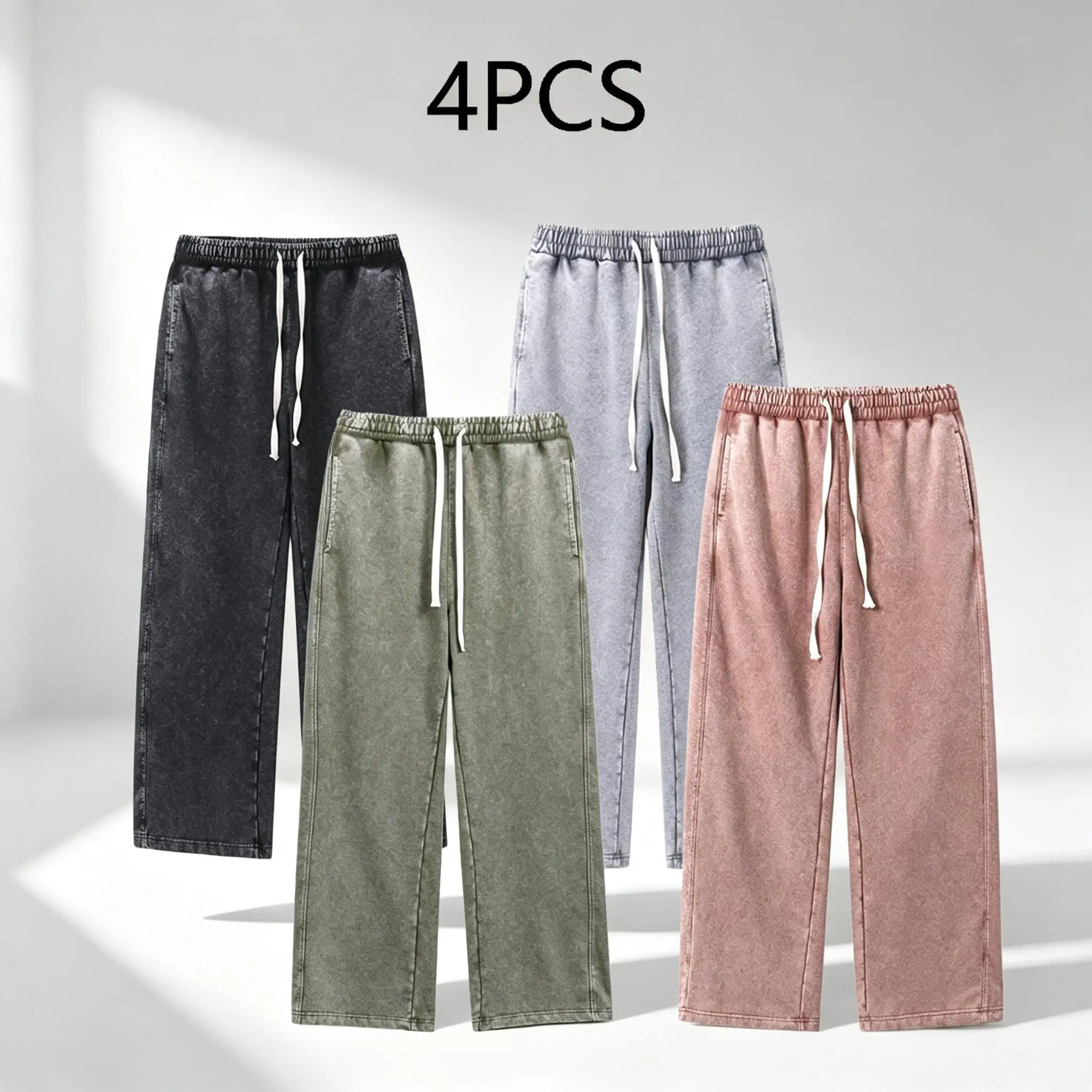 1/4PCS Vintage Mineral Wash Wide Leg Sweatpants, Blank Stone Washed Straight Leg Track Pants, Unisex 1/4PCS Drawstring Loose Casual Pants, Blank Wide Leg Pants Ideal for Custom Printing, Embroidery and Heat Transfer Vinyl