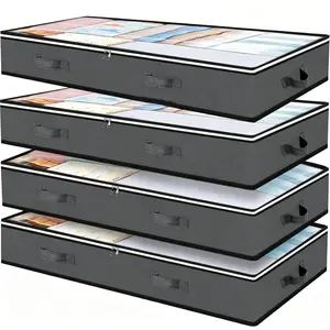 Under bed storage container 4-pack under bed storage bags large wardrobe organizer for clothes blankets sweaters Christmas Gift