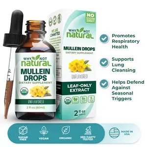 Why Not Natural Organic Mullein Drops for Lungs, USDA Organic, Vegan & GMO-Free, 2 fl oz, Unflavored