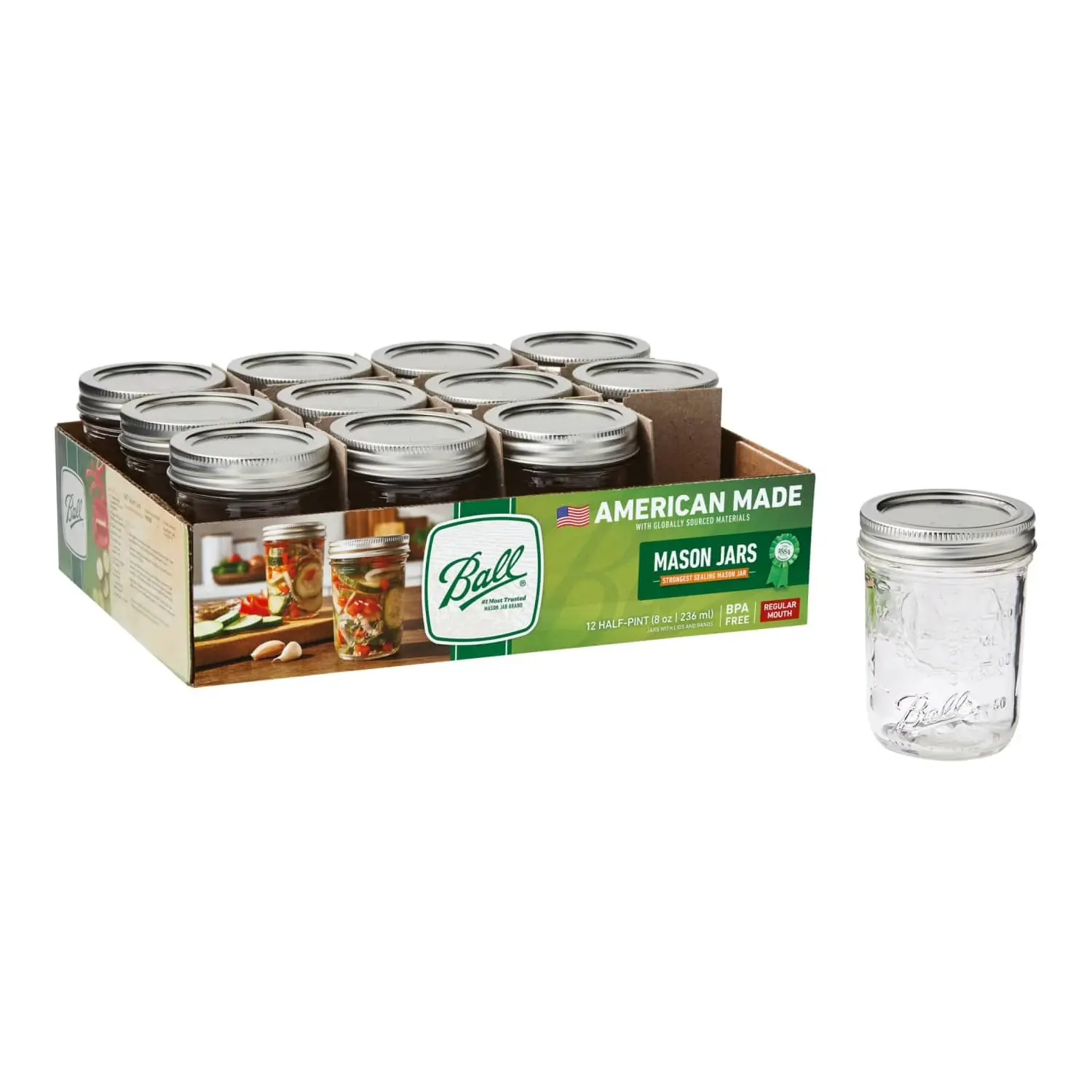 8 oz Quilted Glass Mason Jars with Lids & Bands, Regular Mouth, 12-Pack Reusable Glass Canning Jars for Jam, Jelly, Food Storage & DIY Crafts