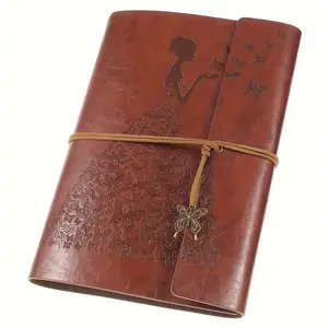 Leather Diary, Vintage Spiral Binding Notebook, Replaceable Inner Diary Sketchbook, Travel Handbook, Blank Page Design, Gifts for Women and Girls