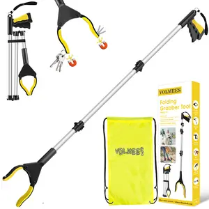 Volmees 43" Extra Long Grabber Reacher Tool, Grabbers for Seniors Grab it Reaching Tool w/Anti-Drop Cord, Lightweight Trash Grabber Pickup Tool 360°Rotating Jaw +Magnets, Heavy Duty Foldable Grabber