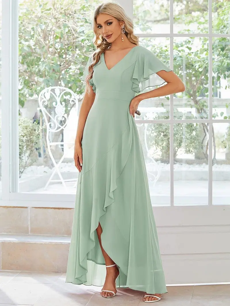 sachin and babi light blue dress Blushing Pink Chiffon Bridesmaid Dresses main image 1