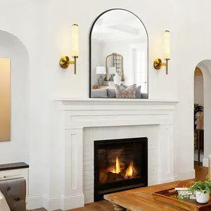 Alabaster wall sconce with built-in 5W LED light strip, brass fixture with brass finish bedroom