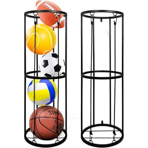 Garage Ball Storage Rack, Wall-Mounted Basketball Holder, Vertical Ball Rack for Soccer Volleyball Football Basketball, Space-Saving  Ball Storage Organizer for Garage &