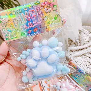 Fluffy Blue Cat Paw Squishy  Slow Rising Stress Relief Toy