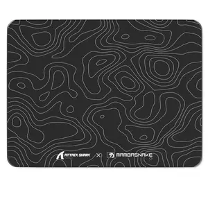 ATTACK SHARK CM05SE Glass Non-Slip Mouse Pad, 9H Hardness Anti-Scratch, Nano Etched Ultra-Smooth Surface, Non-Slip PU Base, High Accuracy, Fast-Moving, 410×310×5mm for FPS Esports/Office - Black