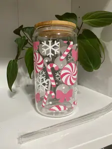 Pink Candy Cane Glass