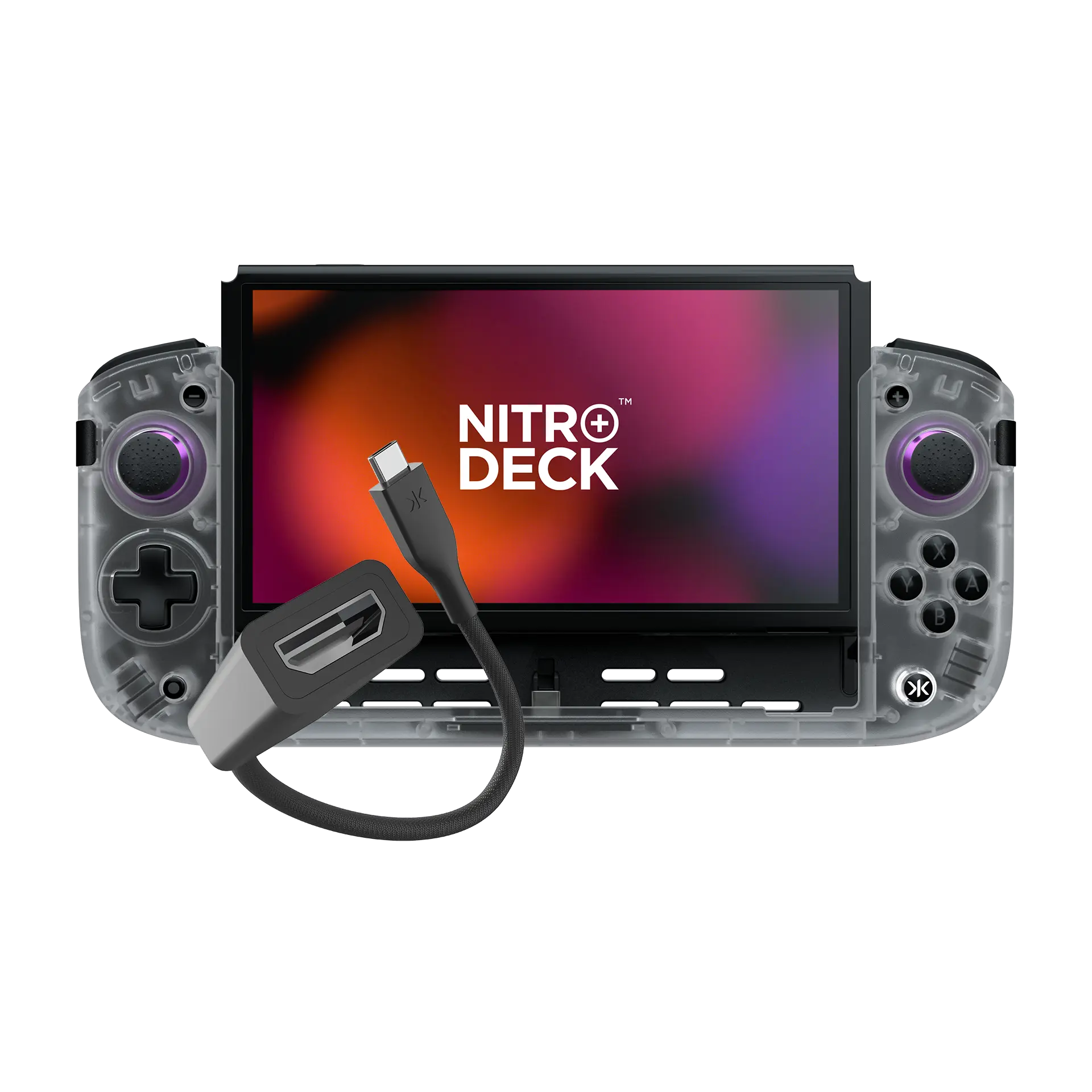 Nitro Deck+ for Switch & OLED Switch Clear White Edition with HDMI Adapter - Enhanced Comfort - Docked Mode - No Stick Drift - Programmable Buttons - Companion App