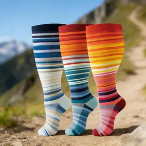 Plus Size Compression Socks 3 Pairs Odor-Resistant Moisture-Wicking Sport Socks with Anti-Slip Grip Long-Lasting Support Breathable Daily Wear for Men & Women Extra Wide Calf Fit